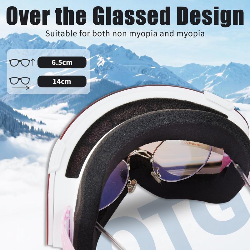 MXJ Gear Ski Goggles OTG for Women Men Adult Youth,YH693C Magnetic Snowboard Goggles,Winter Snow Goggles for Skiing Skating - Image 5